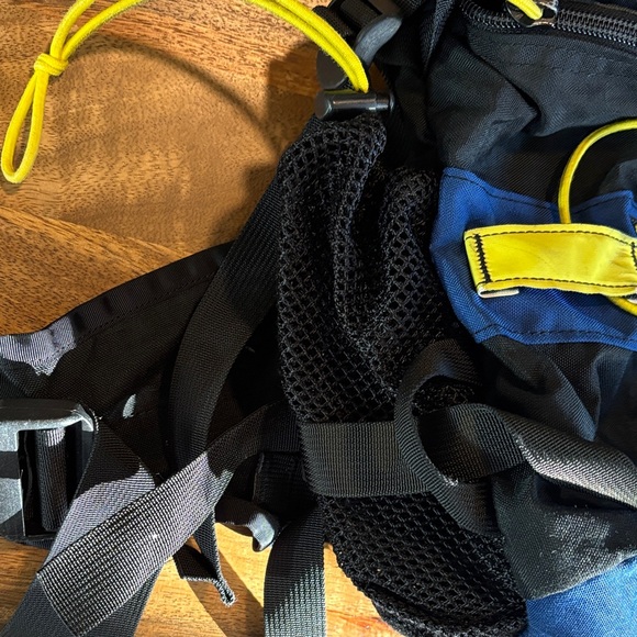 Men's Black and Blue Backpack with Yellow Accents - Picture 4 of 12
